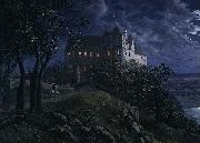 Ernst Oppler Burg Scharfenberg at Night oil painting artist